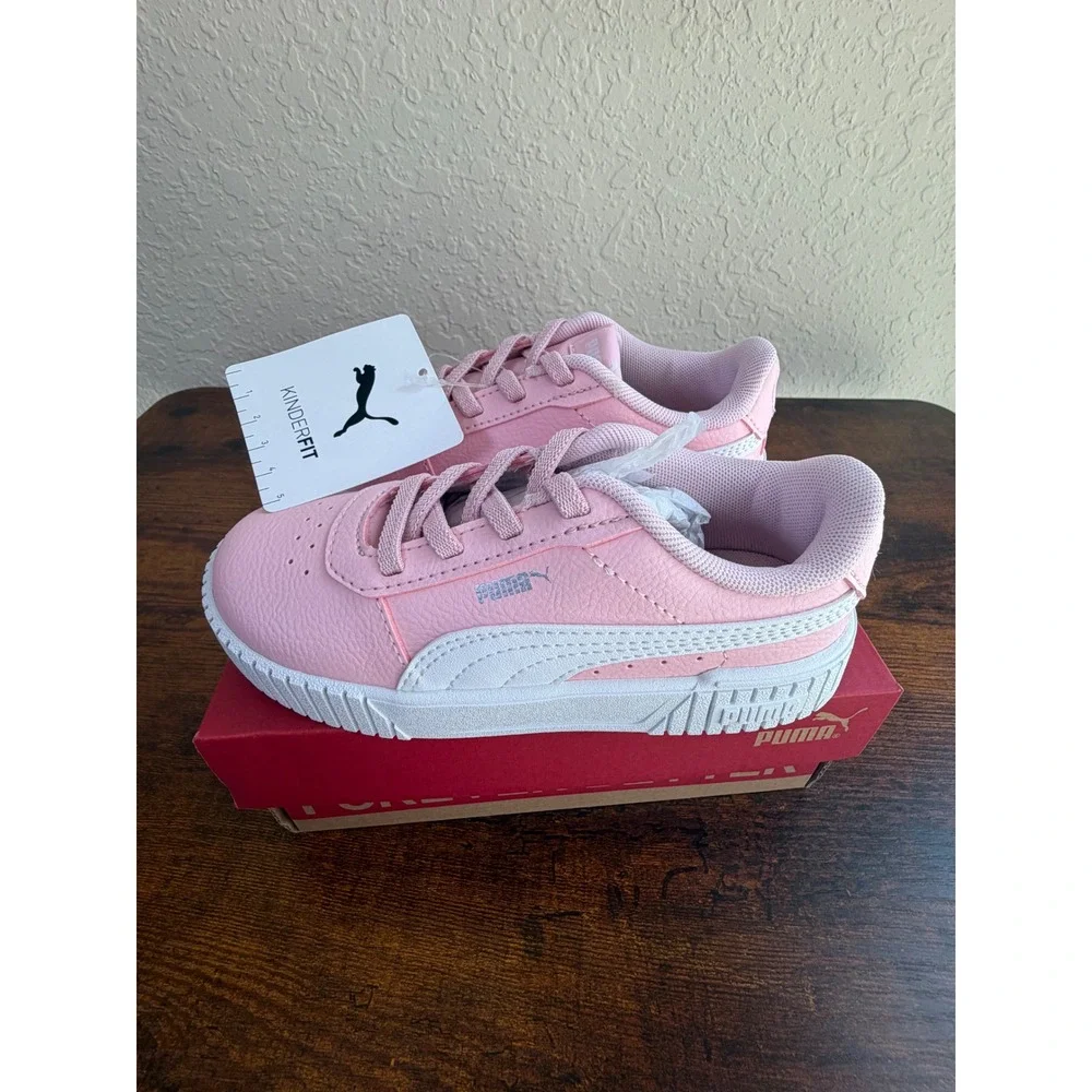Puma Carina 2.0 AC Inf Kids Sneakers Pink White Silver 386187-04 Size 10C